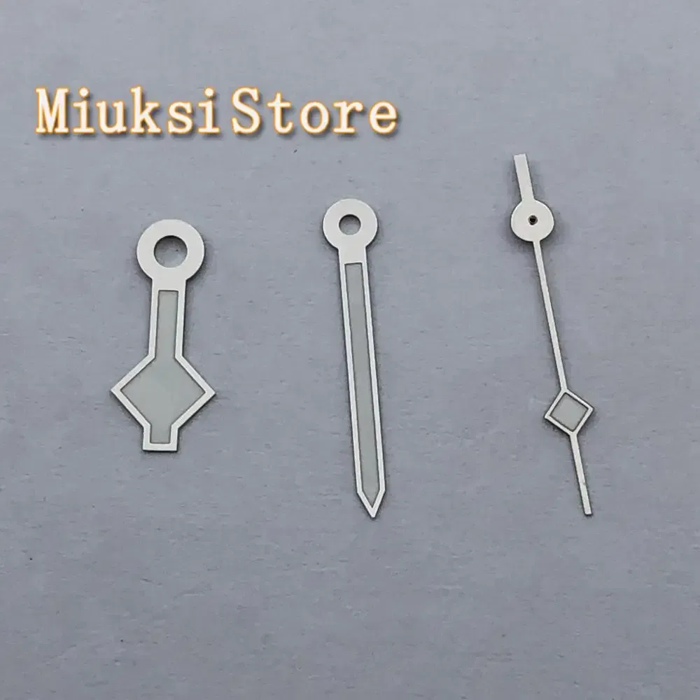 Silver watch hands green strong luminous fit NH35 NH36 ETA2824 2836 Miyota8205 8215 821A 82 series, Mingzhu DG2813 3804 movement