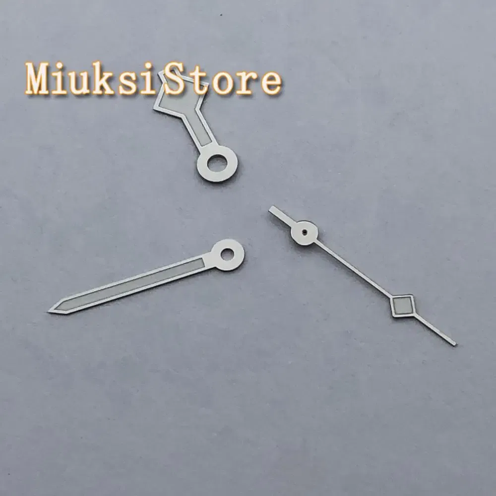 Silver watch hands green strong luminous fit NH35 NH36 ETA2824 2836 Miyota8205 8215 821A 82 series, Mingzhu DG2813 3804 movement