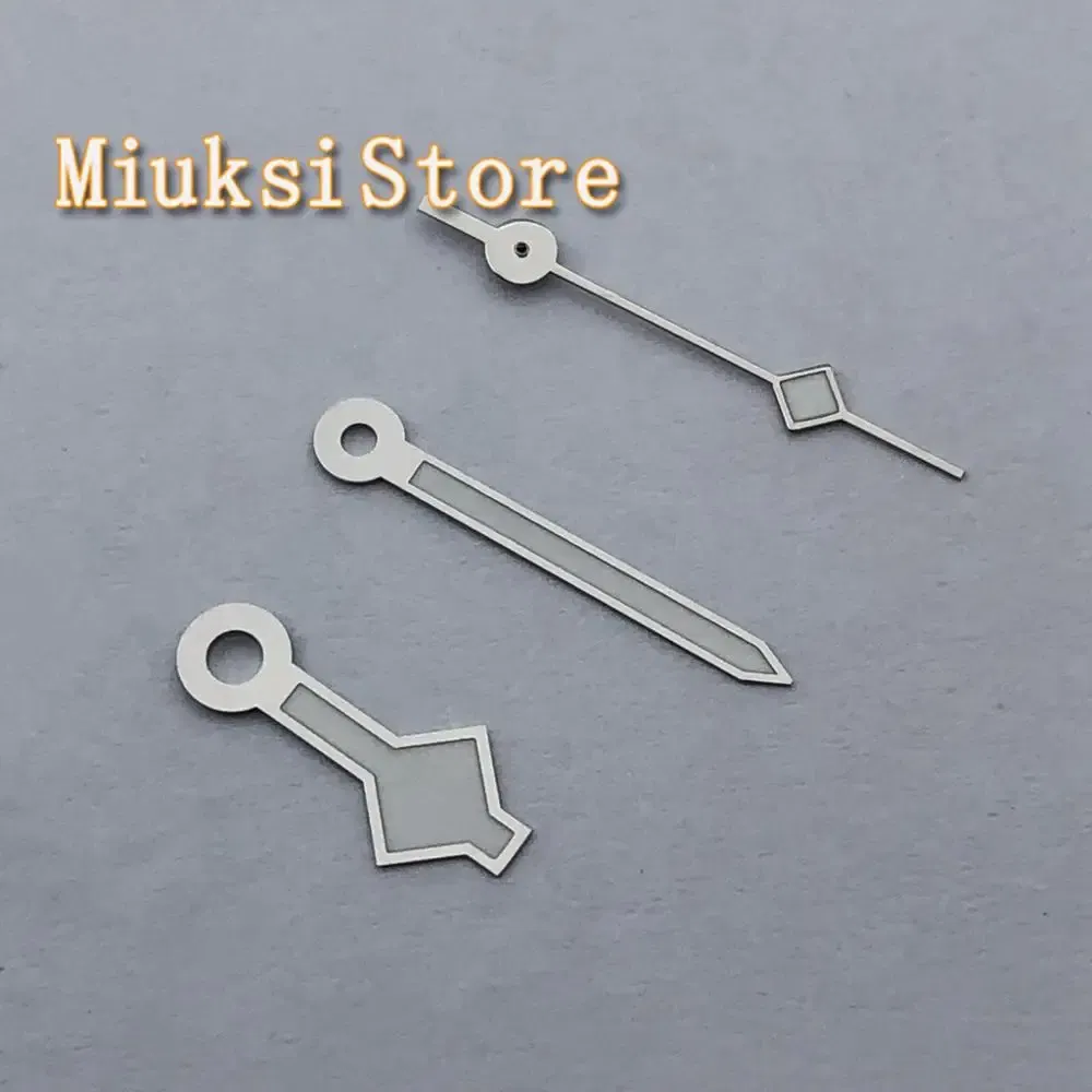 Silver watch hands green strong luminous fit NH35 NH36 ETA2824 2836 Miyota8205 8215 821A 82 series, Mingzhu DG2813 3804 movement