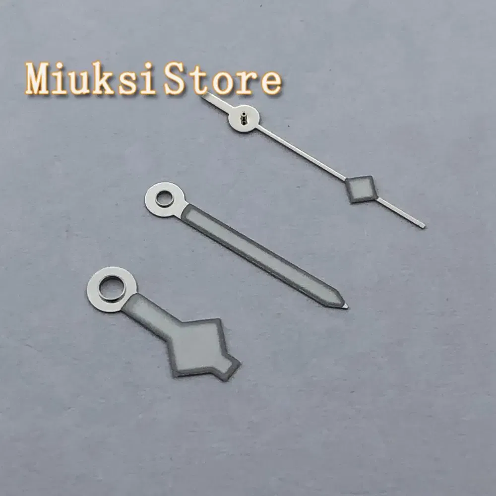 Silver watch hands green strong luminous fit NH35 NH36 ETA2824 2836 Miyota8205 8215 821A 82 series, Mingzhu DG2813 3804 movement