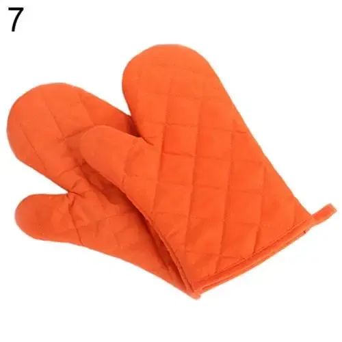 Color: Orange - Cotton Oven Mitt High Quality Heat Proof Resistant Protector Kitchen Cooking Pot Holder Glove Kitchen Bakeware