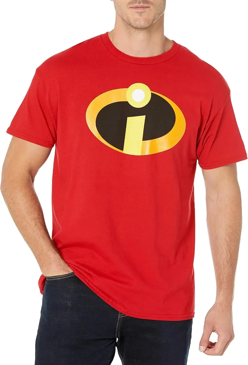 Color: Red, Size: 6XL - Disney Pixar The Incredibles Logo Symbol Costume T-Shirt