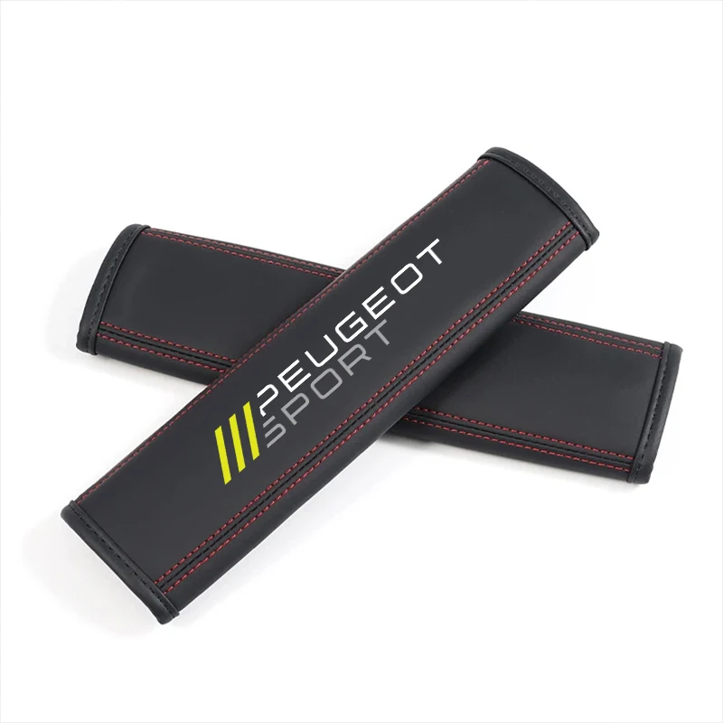 Color Name: black - 2Pcs Car Seat Belt Leather Safety Belt Shoulder Covers For Peugeot 206 307 308 3008 207 208 407 508 2008 5008 107 106 205 4008