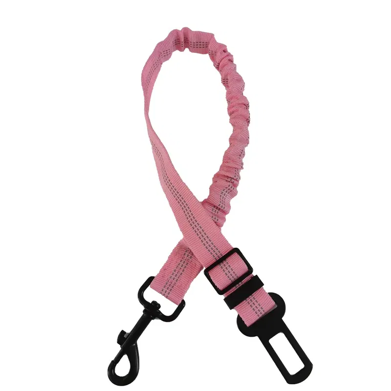 Color: Pink - Universal Adjustable Cat Dog Seat-Belt Elastic & Reflective Vehicle Nylon Seat Belt for Small Medium Large Dog,Pet Accessoires