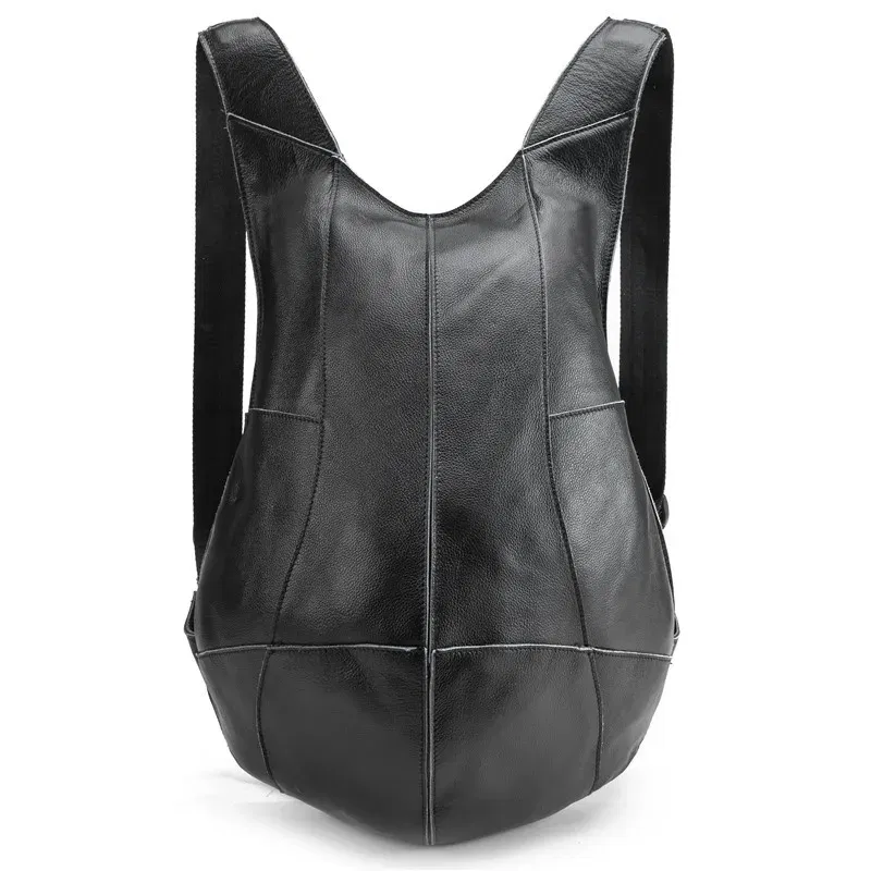 Color: black, Size: 15 inches, Ships From: CHINA - 2108 Man Woman Backpack Genuine Leather Shoulder Anti-theft Back Zipper Ipad Phone Pocket Pouch Business Travel Mochila Gifts
