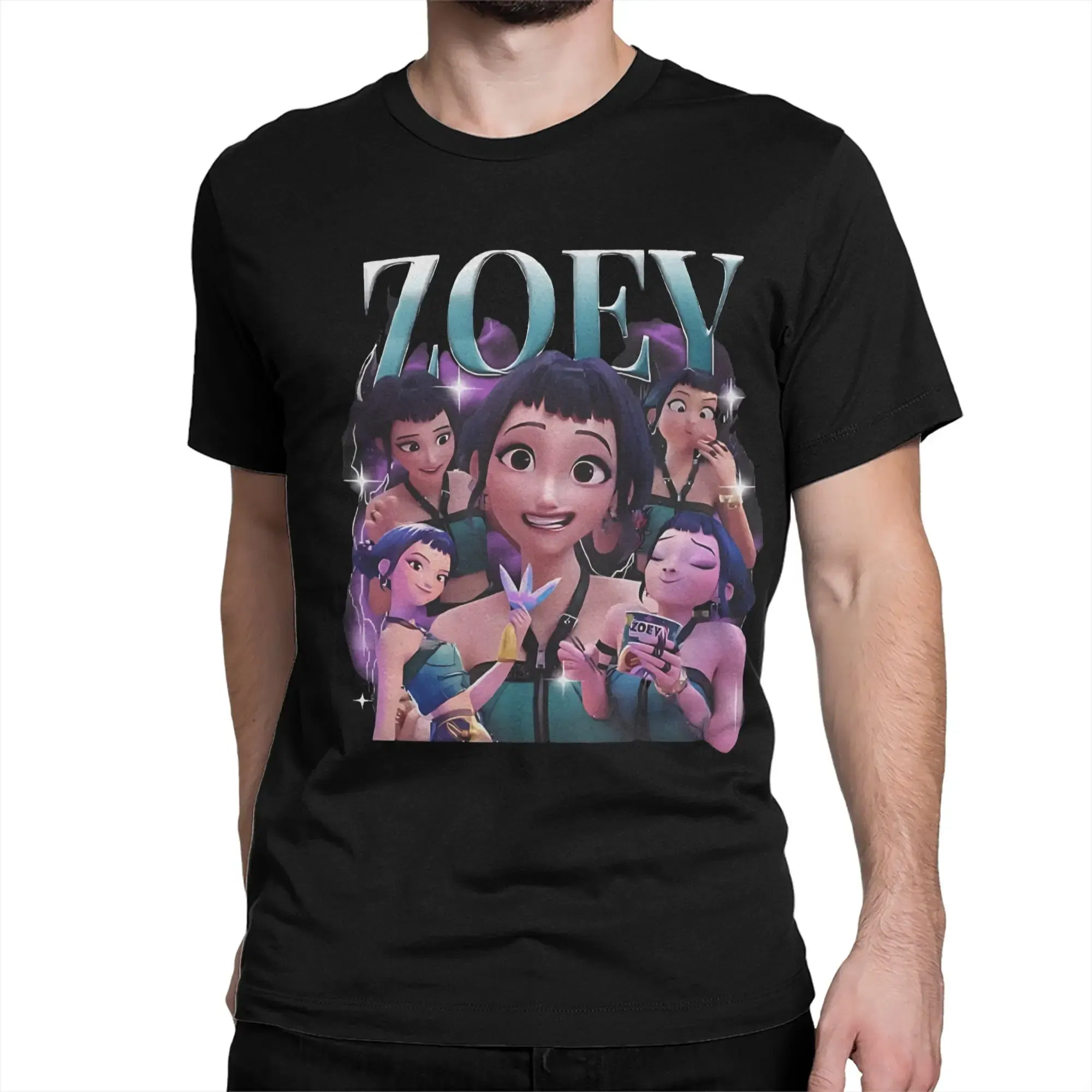 Color: GRAY, Size: XXXL - Men Women T-Shirts Kpop Demon Hunters Zoey Huntrix Amazing Cotton Tees Short Sleeve  T Shirt O Neck Clothes Printing