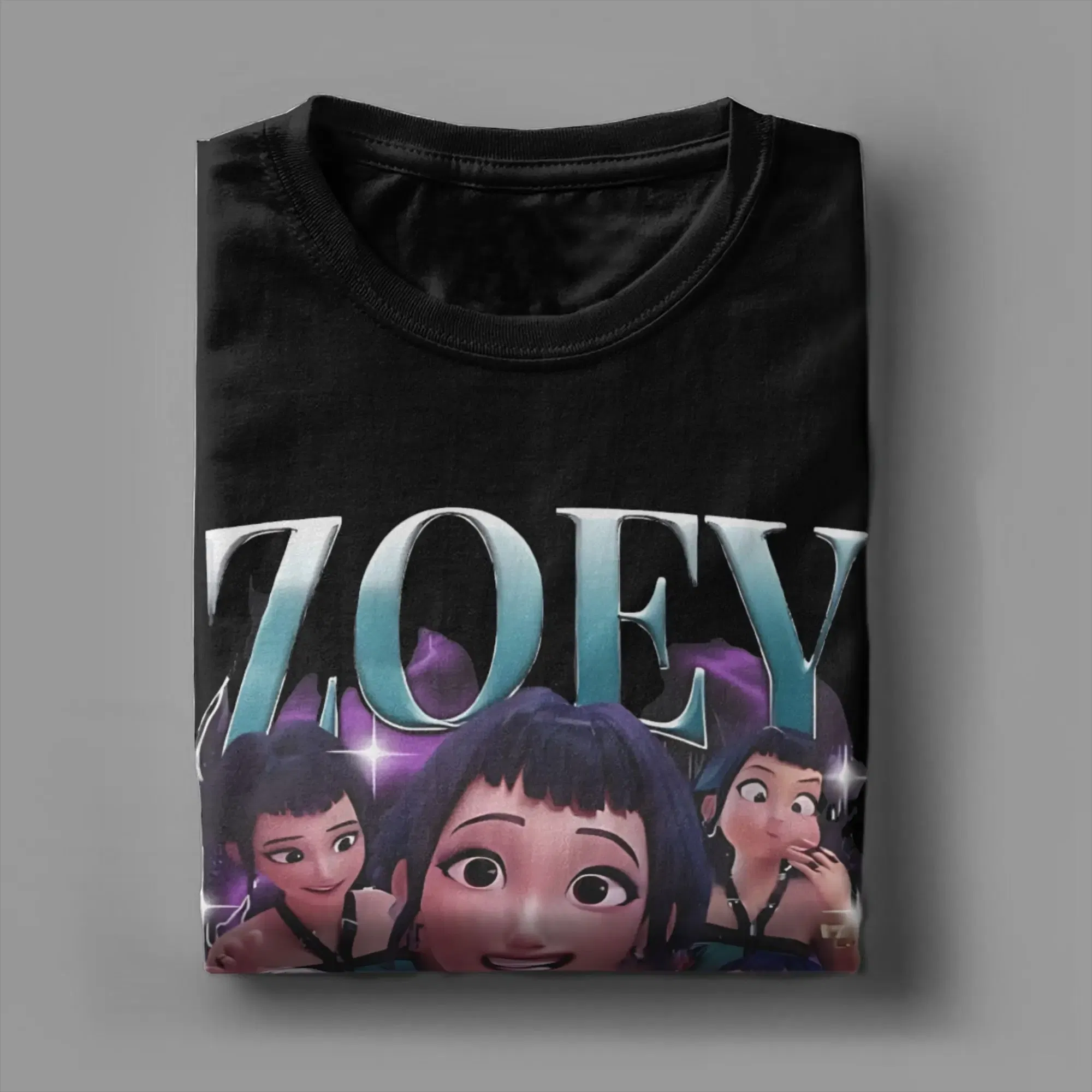 Color: GRAY, Size: XXXL - Men Women T-Shirts Kpop Demon Hunters Zoey Huntrix Amazing Cotton Tees Short Sleeve  T Shirt O Neck Clothes Printing