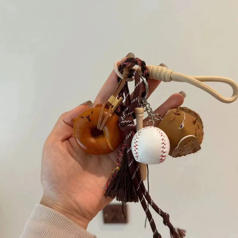 Color: black - DIY Bag Pendant Creative Bread Weaving Rope Colorful Nylon Lanyard Car Keychain Couple Multi-purpose Bag Hanging Accessories