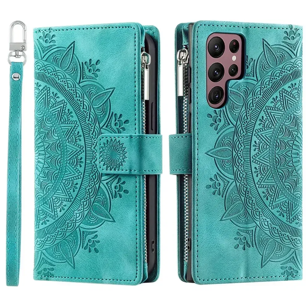 Color: LIGHT BLUE, Material: Plastic - S24 Ultra S23 Plus S 22 CrossBody Strap Zipper Wallet Case for Samsung Galaxy S22 S23 FE S21 S20 23 24 Ultra Note 20 Book Cover