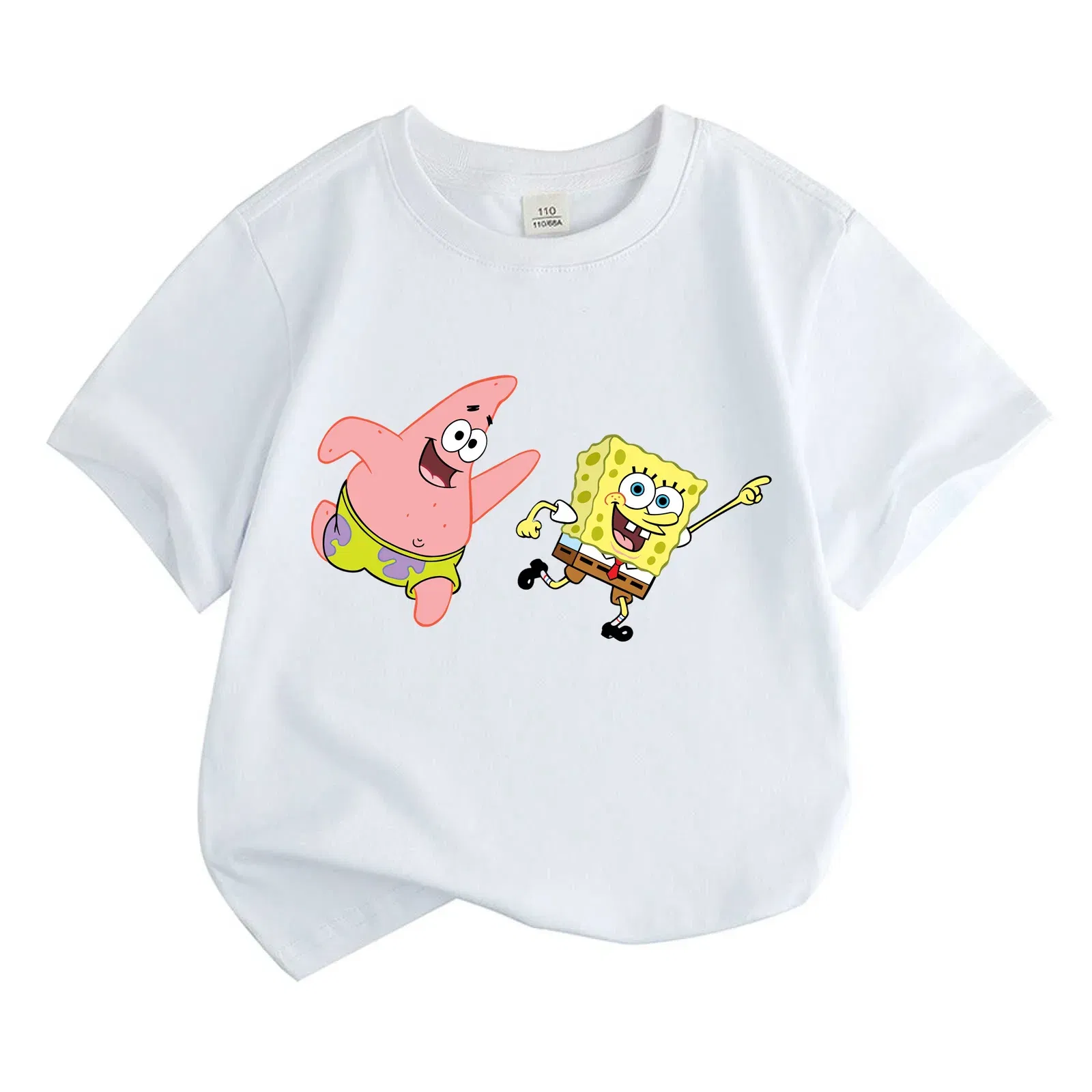 Color: Gold, Kid Size: 3T - Mr. Krabs Squidward  Sandy Spongebob T-shirt 100%Cotton  Children Round Neck Short-sleeved Boys Girls  Fashion Kids Clothes
