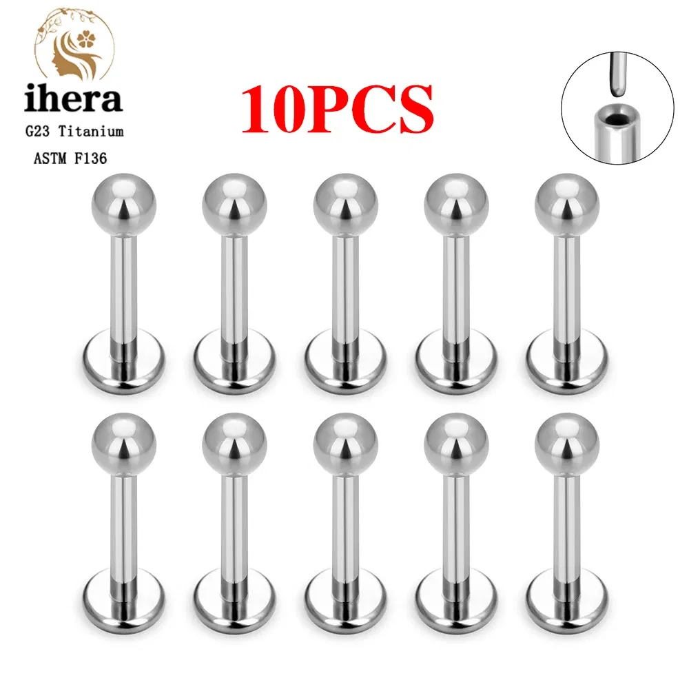 Metal color: Light Yellow Gold Color, Ships From: CHINA, Main Stone Color: green - 10PCS G23 Titanium Lip Ring Labret Piercing Stud Earring CZ 16/18/20G Push Pin Ear Tragus Cartilage Helix Conch Pierc? Jewelry