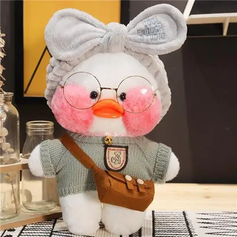 Color: army green, Height: 11cm-30cm - 30cm Kawaii Lalafanfan Duck Plush Toy Cartoon Lalafanfan Duck Doll Soft Stuffed Animal Plushie Birthday Gifts For Girl Children