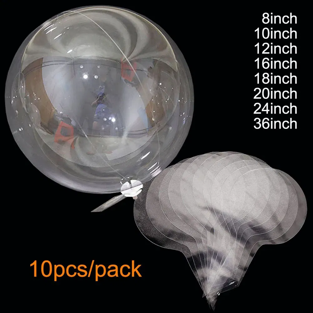 Color: Laser, Ballon Size: 12INCH - 10pcs Transparent Bubble Balloon 8/10/12/16/18/20/24/36inch Bobo Balloon For Wedding Birthday Party Balloon