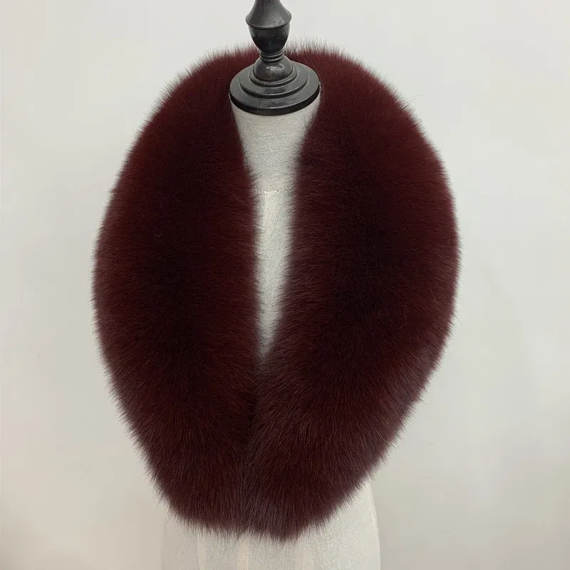 Color: green, Size: L - Winter Real Fox Fur Collar Woman Black Natural Fur Scarf Shawl For Women Collars Wraps Neck Warmer Fur Scarves Luxery Scarf Men