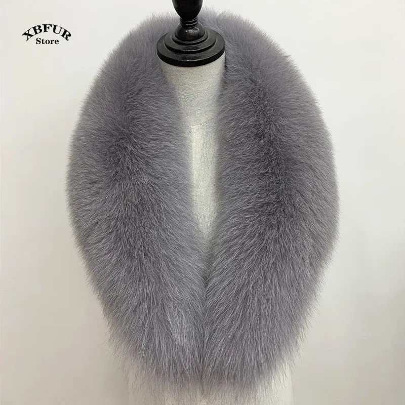 Color: green, Size: L - Winter Real Fox Fur Collar Woman Black Natural Fur Scarf Shawl For Women Collars Wraps Neck Warmer Fur Scarves Luxery Scarf Men