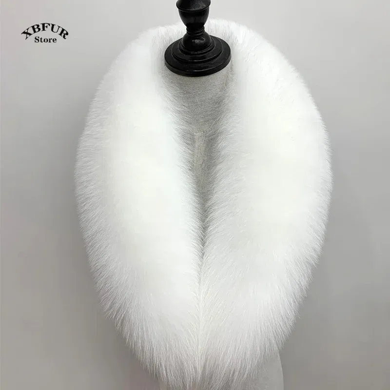 Color: green, Size: L - Winter Real Fox Fur Collar Woman Black Natural Fur Scarf Shawl For Women Collars Wraps Neck Warmer Fur Scarves Luxery Scarf Men