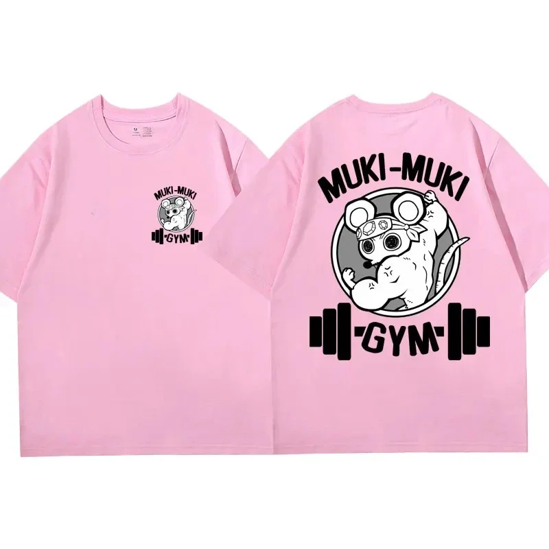 Color: Brown, Size: S - Anime Demon Slayer Uzui Tengen Print T-shirts Unisex Funny Ninja Mice Muki Muki Gym T Shirt Muscular Mouse Oversized T-shirt