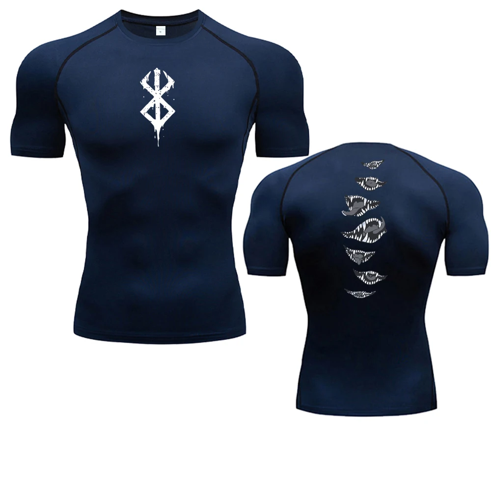 Color: GRAY, Size: XL - 2024Anime Berserk Guts Men's Compression Shirt Fitness Sport Running Tight Gym TShirts Athletic Quick Dry Tops Tee Summer