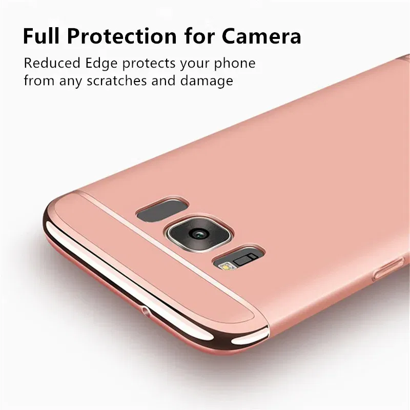 Color: Blue, Material: aluminum - Luxury 3 in 1 Case for Samsung Galaxy S6 S7 Edge S8 S9 S10 Plus Note 8 9 Hard Cover J3 J5 J7 Pro 2017 J4 J6 J8 2018 A20 A30 A50