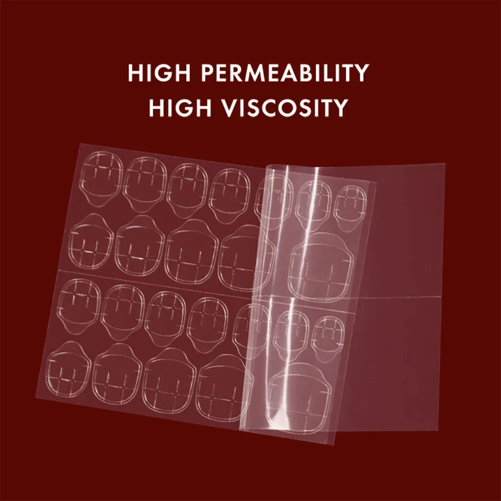 24 Tips/Sheet Nails Tips Transparent Double Sided False Adhesive Tapes Stickers Press On Fake False Art Extension Glue Tool