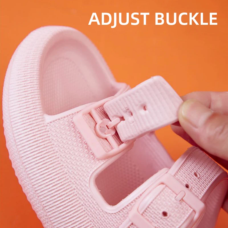 Color: Black, Shoe Size: 5 - Fashion Buckle Thick Platform Slippers Women Home Soft Sole eva Cloud Slides Sandals Woman 2023 Summer Non Slip Beach Flip Flops