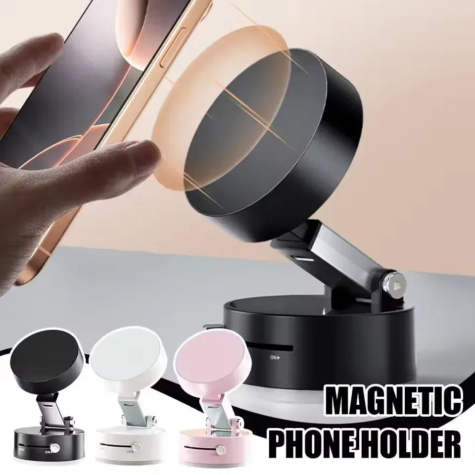 360?° Adjustable Vacuum Magnetic Suction Cup Phone Holder Hand-Free Foldable Kitchen Lazy Phone Bracket for Magsafe iPhone Xiaomi