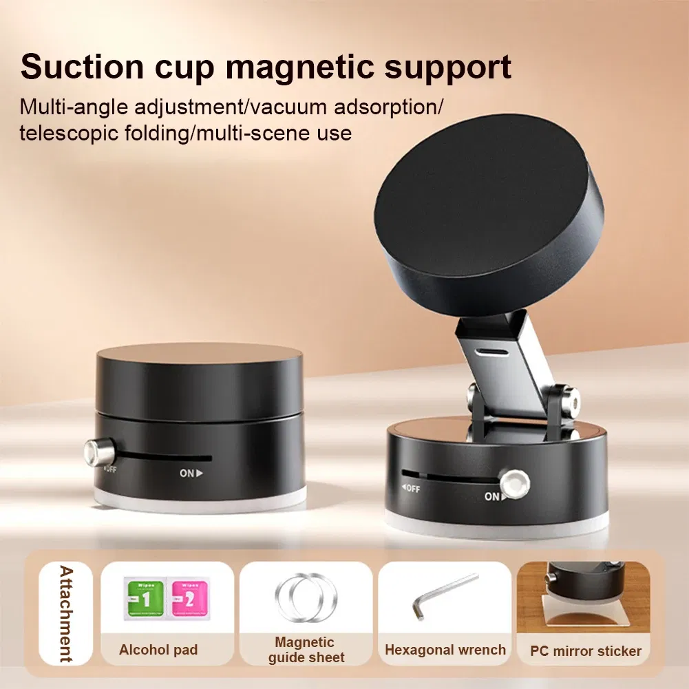 360?° Adjustable Vacuum Magnetic Suction Cup Phone Holder Hand-Free Foldable Kitchen Lazy Phone Bracket for Magsafe iPhone Xiaomi