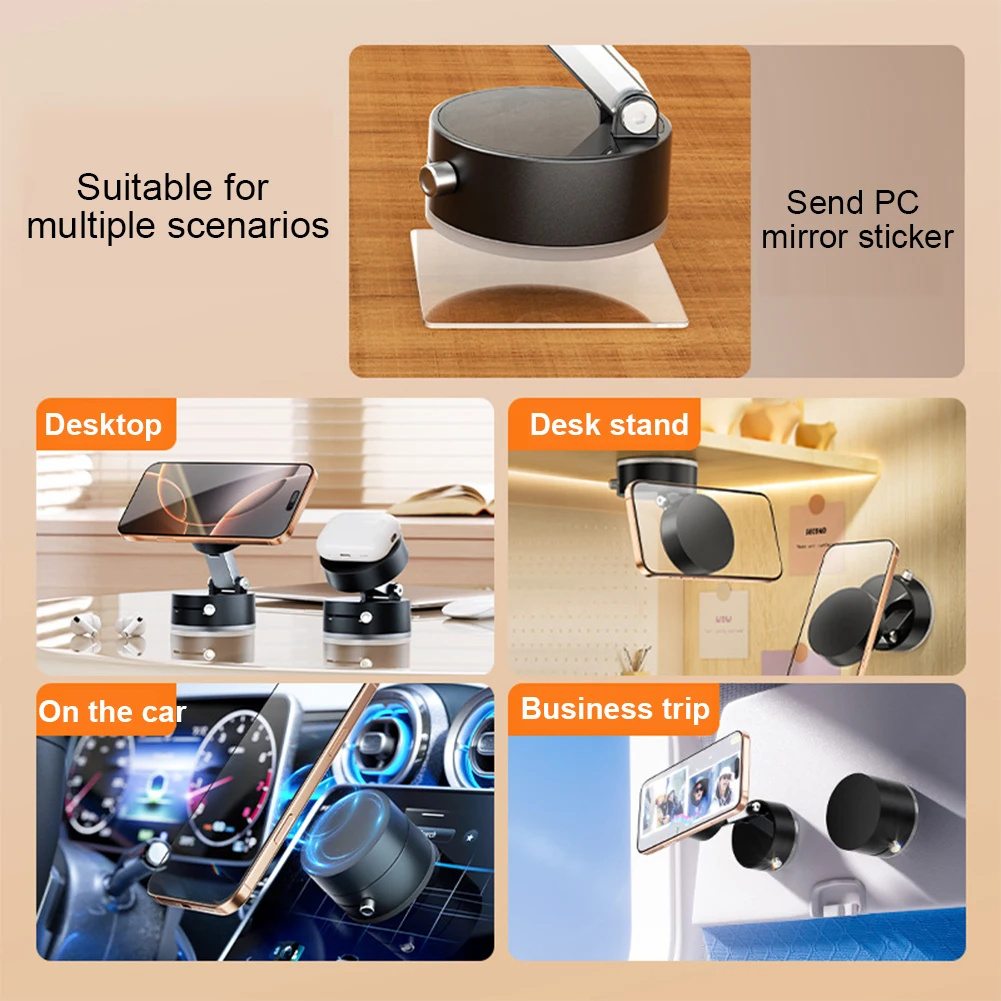 360?° Adjustable Vacuum Magnetic Suction Cup Phone Holder Hand-Free Foldable Kitchen Lazy Phone Bracket for Magsafe iPhone Xiaomi