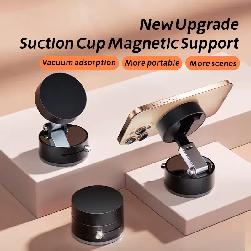 360?° Adjustable Vacuum Magnetic Suction Cup Phone Holder Hand-Free Foldable Kitchen Lazy Phone Bracket for Magsafe iPhone Xiaomi