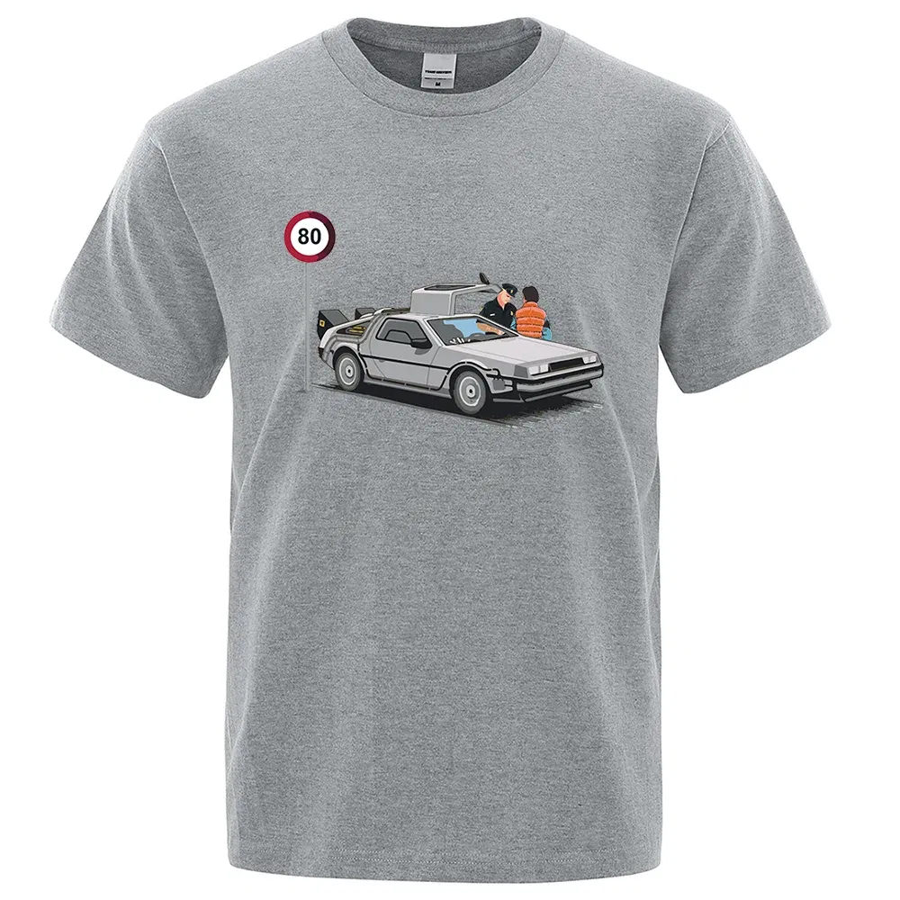 Color: Blue, Size: XXL - I Was Caught Speeding Funny Printed T-Shirts Men Fashion Casual Short Sleeves Loose Oversized T Shirt Breathable Cotton Tees
