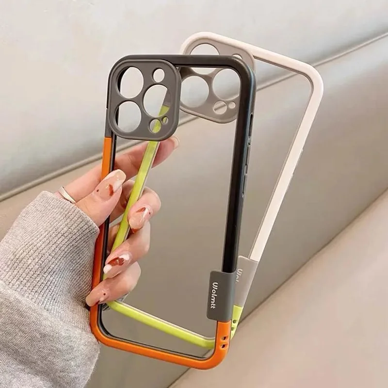 Color: Khaki, Ships From: CHINA, Material: Microfiber - Better Heat Dissipation Dual Color Bumper Border Soft Phone Case For iPhone 17 16 15 14 13 12 11 Pro Max 7 8 Plus XS XR