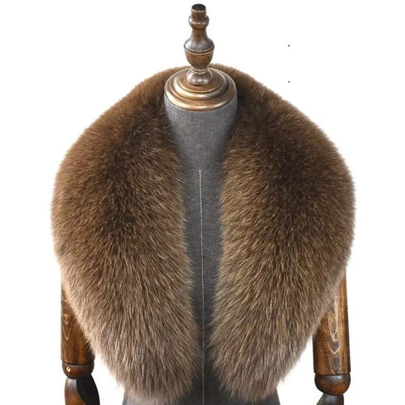 Color: plum, Size: M - Fox Fur Collar 100% Real Fox Fur Scarf Straight Collar Natural Fur Gray Collar  Large Size Neck Warmer Fur Scarf Shawls