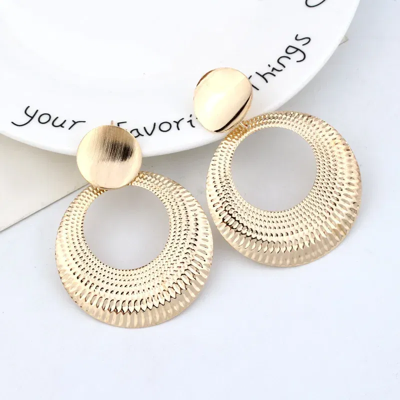 Metal Color: Blue white zinc plated - Fashion Exaggerated Pendant Size Round Circle Earrings Female Temperament Personality Color Matching Bump Earrings Ear Jewelry