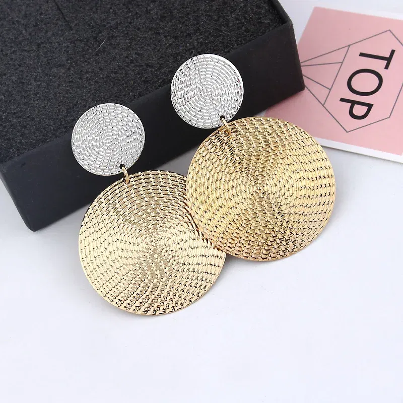Metal Color: Blue white zinc plated - Fashion Exaggerated Pendant Size Round Circle Earrings Female Temperament Personality Color Matching Bump Earrings Ear Jewelry