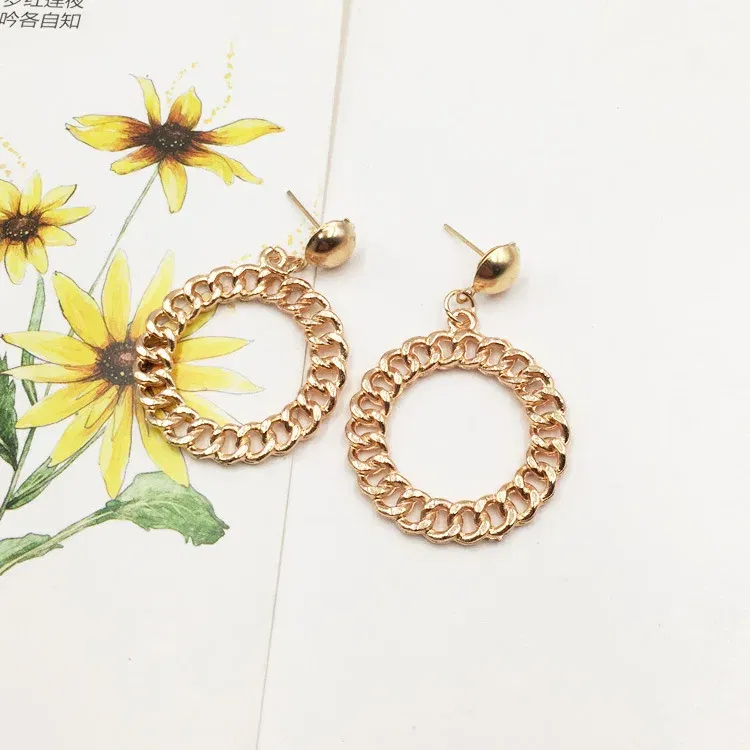 Metal Color: Blue white zinc plated - Fashion Exaggerated Pendant Size Round Circle Earrings Female Temperament Personality Color Matching Bump Earrings Ear Jewelry