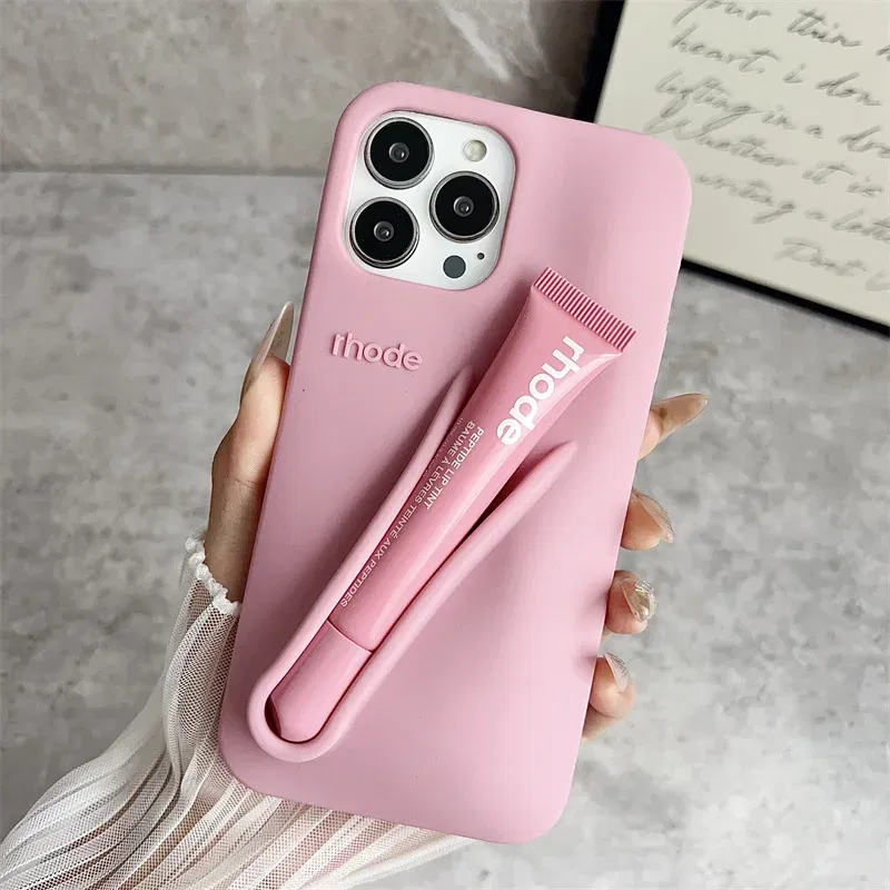 Color: Clear, Bundle: Bundle1, Material: Microfiber - Phone Case For iPhone 12 13 14 15 16 Pro Max Plus 17 Air Portable Lip Gloss Holder Lipstick Silicone Soft Bumper Cover Lip Glaze