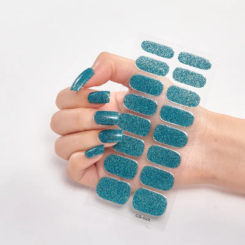 Color: Jade green - Nail Sticker Shiny Design Full Beauty Stickers for Nails Decals Plain Stickers Women Salon Nail Art