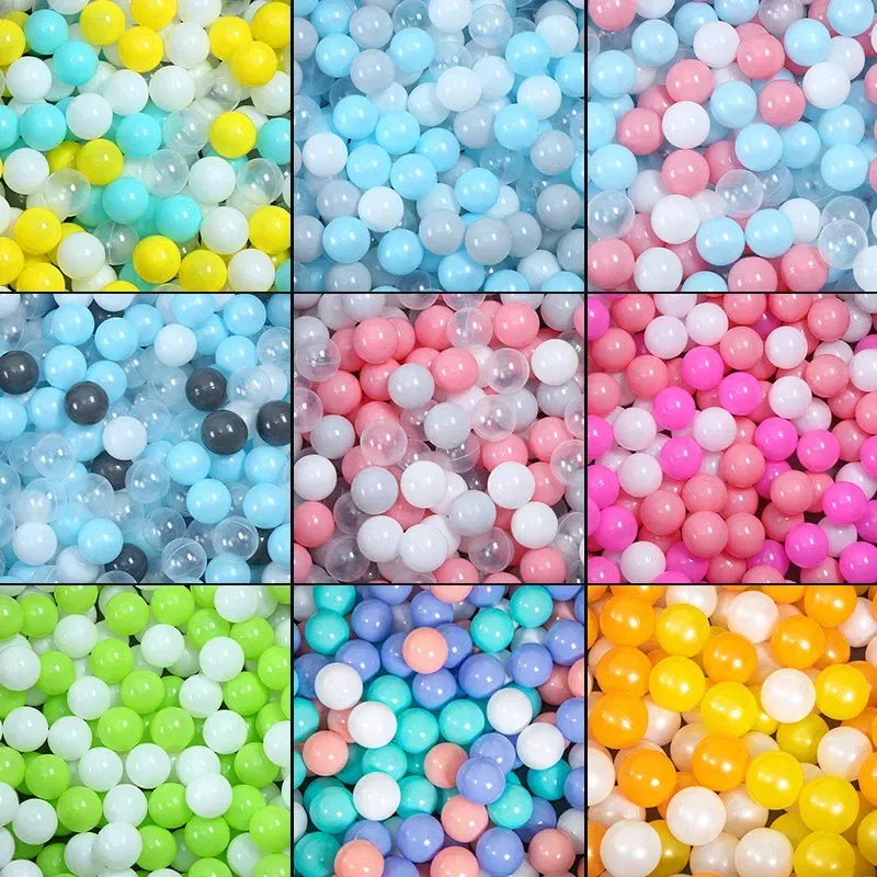 Color: Fluorescent Yellow - 50pcs Colorful Love Star Plastic Ocean Ball Pits Eco-Friendly Funny Baby Kid Swim Pit Play Toy Water Pool Ocean Wave Balls Gifts