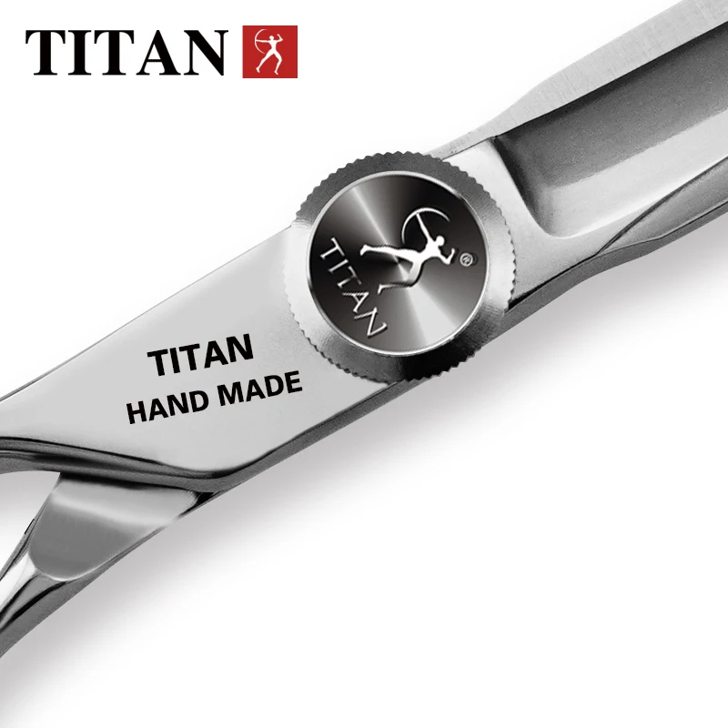 Color: Black - TITAN professional Barber cut left handle scissors hair scissors thinning hairdressing cutting