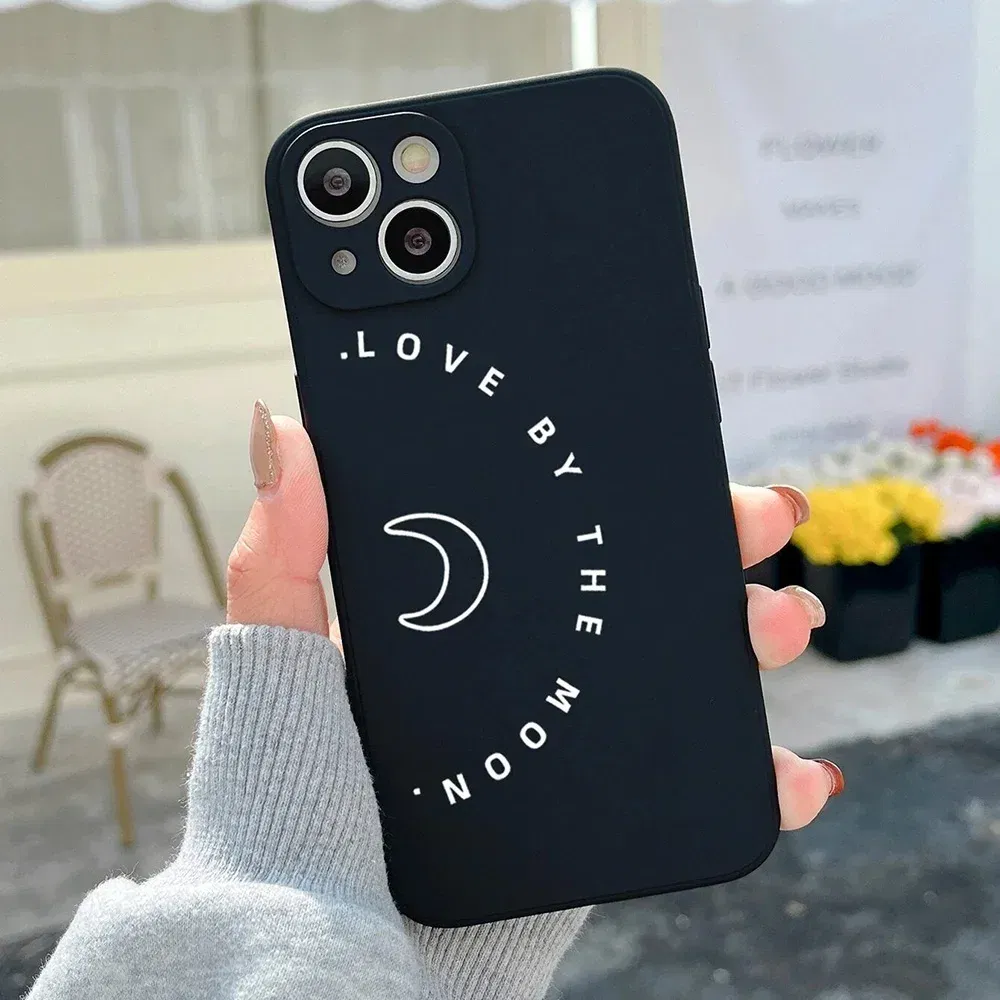 Color: black, Material: PC + TPU - Couple Black and White Love Sun Moon Case For Samsung Galaxy S10 S20 S21 S22 S23 S24 FE Plus Ultra Note 20 Silicone Phone Case