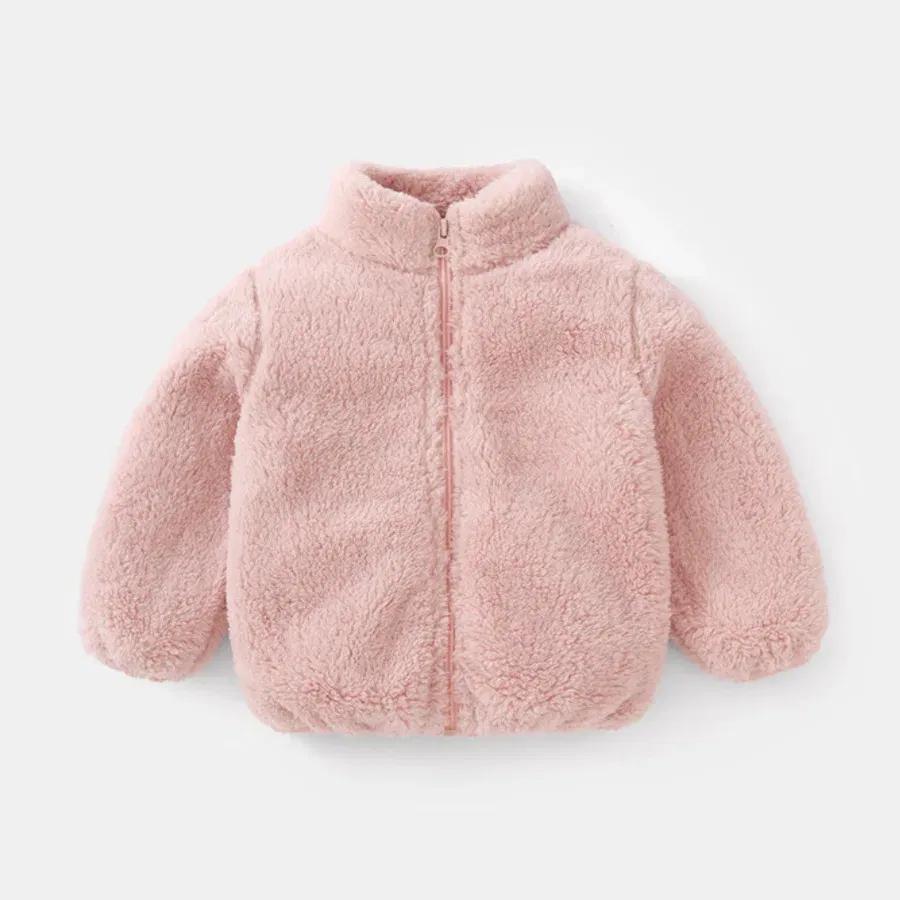 Color: SKY BLUE, Kid Size: 12M - Child Autumn Winter Costume Solid Color Outerwear Casual Loose Long Sleeve Tops Plush Jacket Boys Girls Fashion Simple Coats
