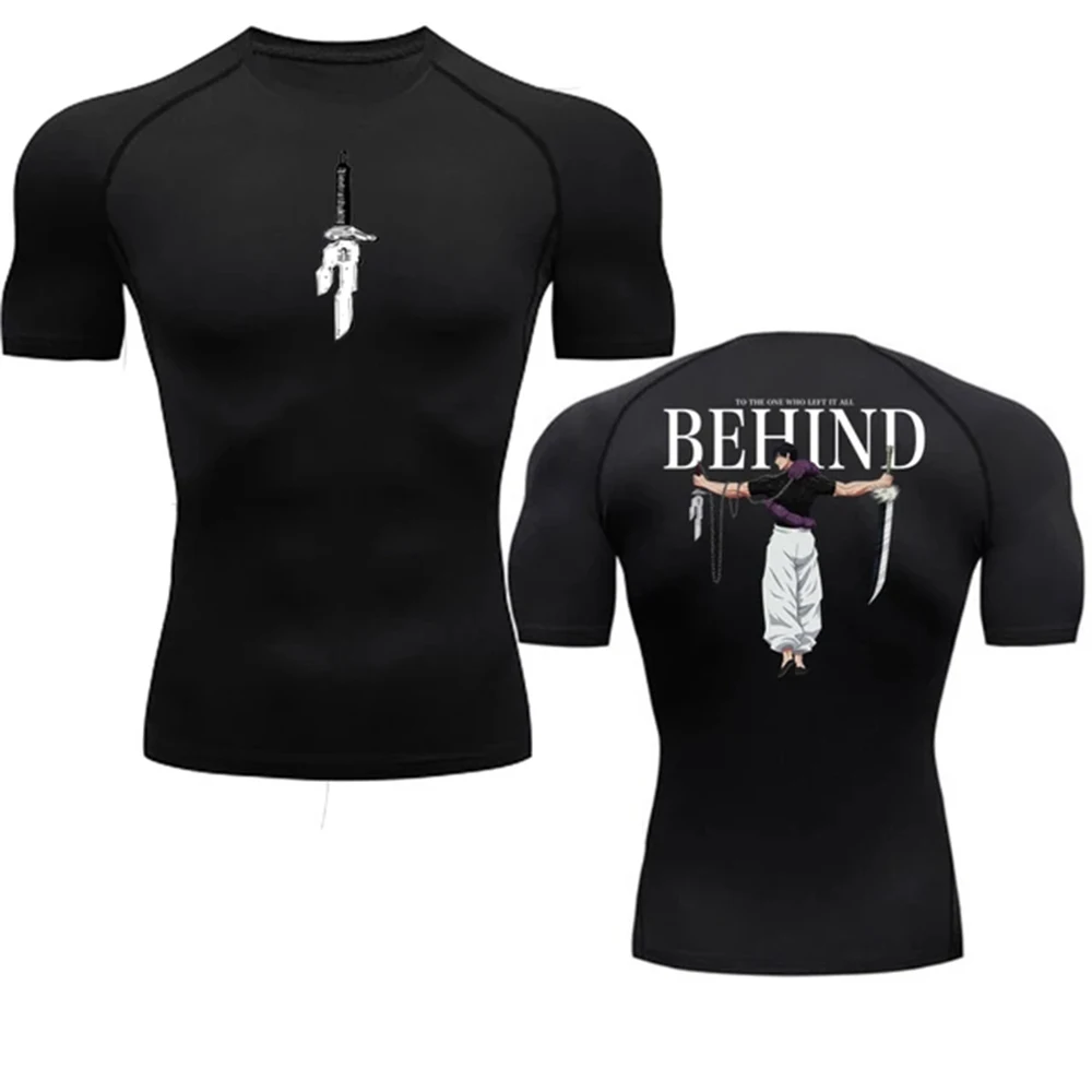 Color: GRAY, Size: XXL - Anime Compression Shirt Men Print Breathable Football Fitness Tight Sportswear Althletic Quick Dry Rash Guard Gym Riding Tops