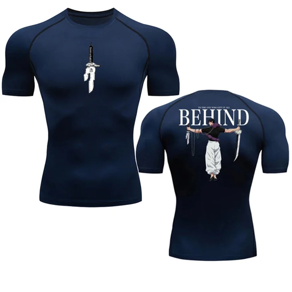 Color: GRAY, Size: XXL - Anime Compression Shirt Men Print Breathable Football Fitness Tight Sportswear Althletic Quick Dry Rash Guard Gym Riding Tops