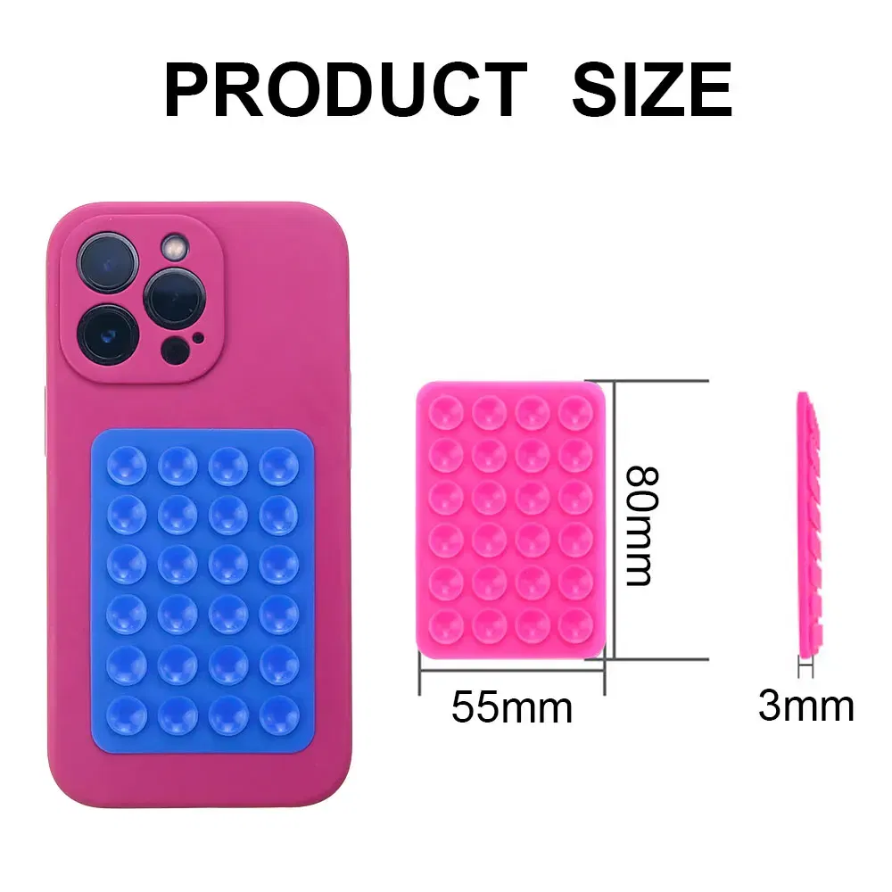 Color: Clear - Silicone World Square Silicone Mobile Phone Fixing Suction Cup Car Mounted Bracket Phone Case Universal Anti Slip Suction Cup