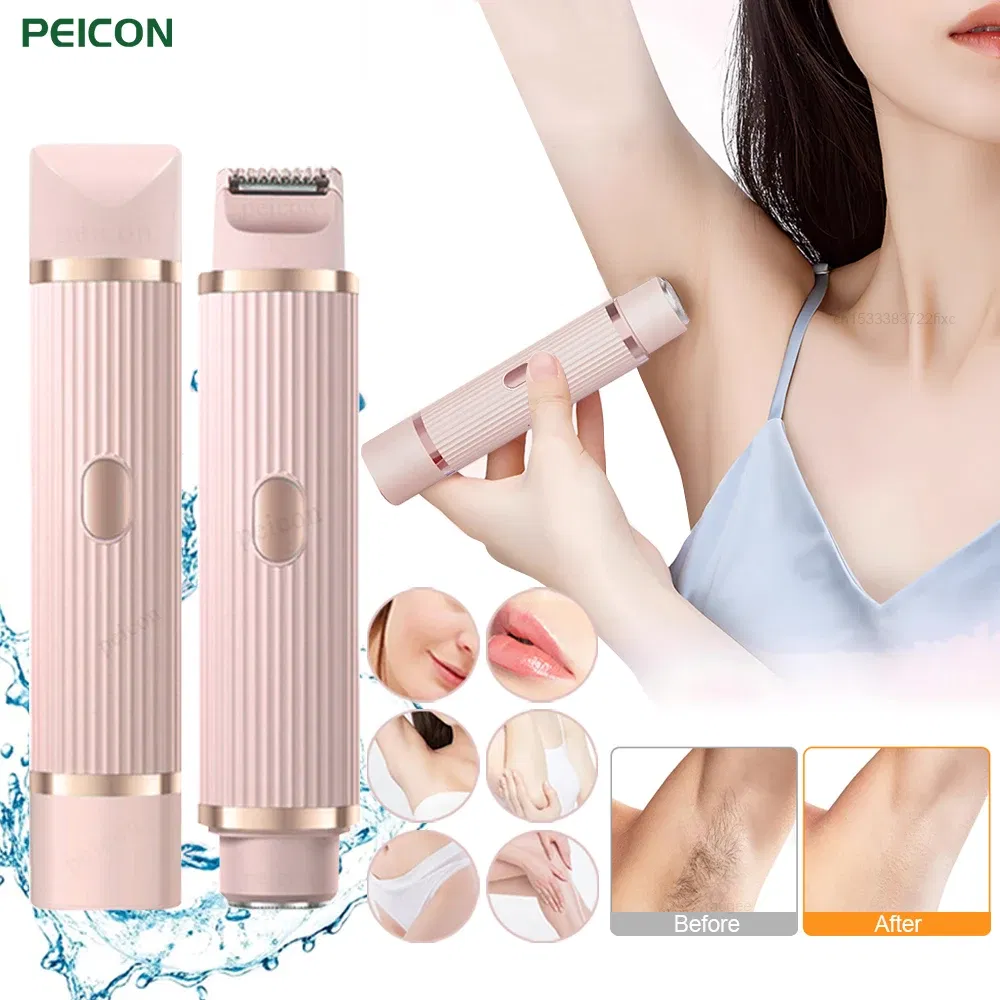 Color: PURPLE - Electric Shaver for Women Bikini Trimmer Facial Mustache Hair Removal Razor Ladies Face Underarm Legs Electric Painless Epilator