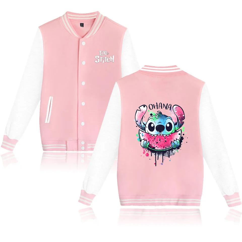 Color: Brown, Size: 7XL - Lilo Stitch Baseball Jacket Men Women Hip Hop Harajuku Jackets Streetwear Kids Boys Girls Loose College Coats