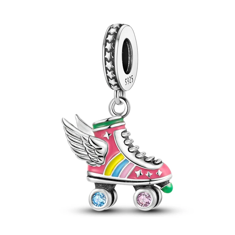 Color: black - Pink Series Charms 925 Silver Perfume Butterfly Charm Beads Pendent Dangle Fit Original Pandora Charm Bracelet DIY Women Jewelr