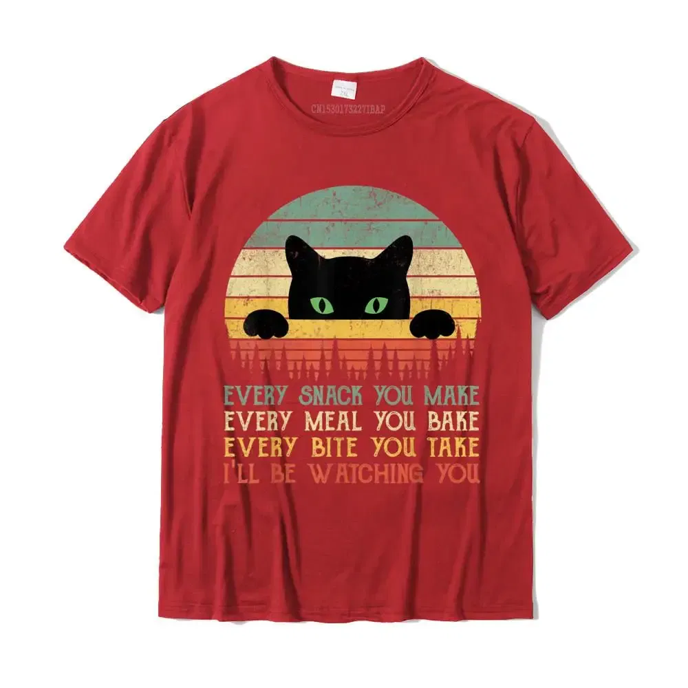 Color: Red, Size: XS - Every Snack You Make Cat Funny Cat Mom Cat Mama Cat Dad T-Shirt Cotton T Shirts For Men Custom T Shirt Rife Printed