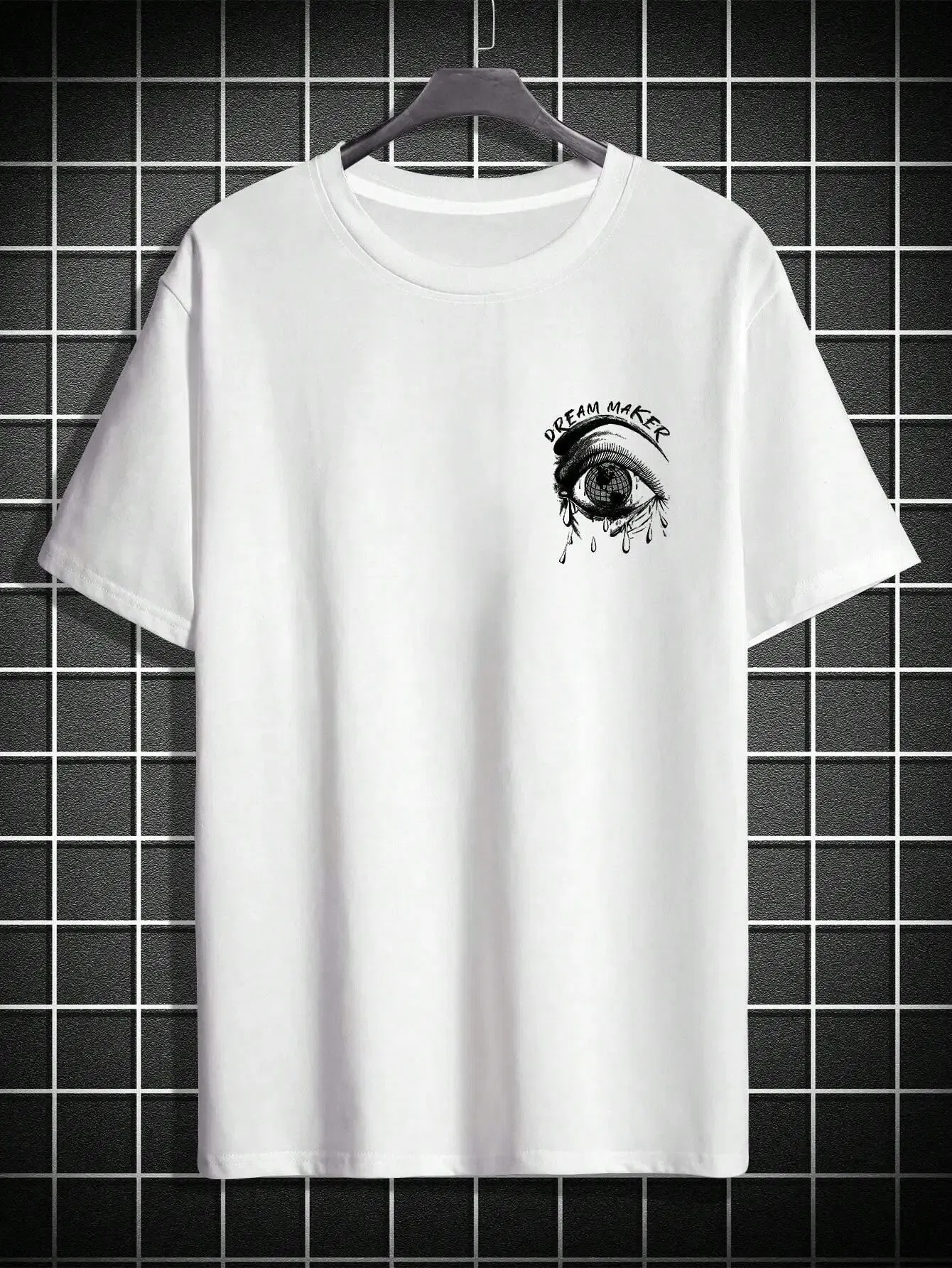 Color: Brown, Size: XL - Dream Maker Tearful Earth Printing T-Shirt Men Clothes Summer Loose Tee Cotton Casual Street Tshirt Hip Hop Oversize T Shirts