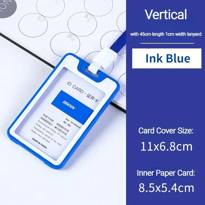 Color: Blue - Unisex Colorful Employee Id Case with Lanyard Double Side Id Credit Card Holder Access Bus Card Case Badge Holder Card Sleeve